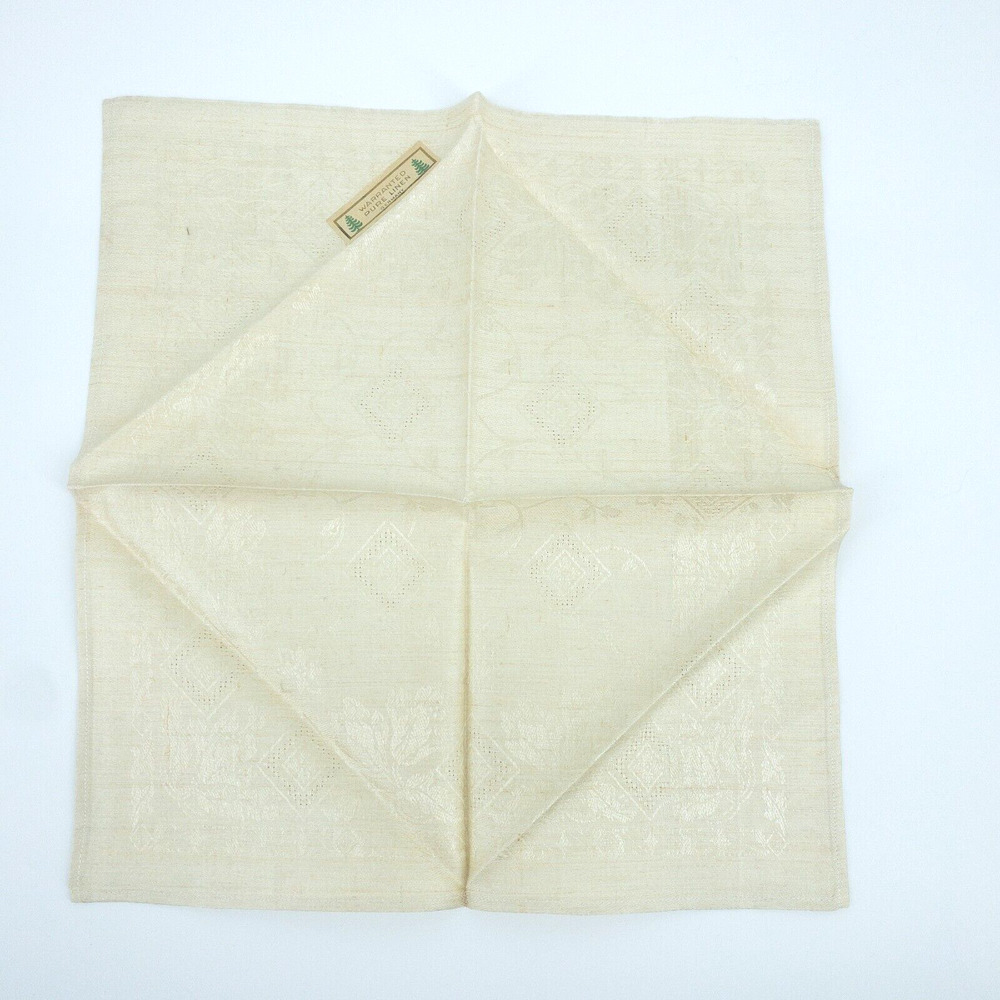 Vintage Linen Napkin Set 11 Beige European 1950s Table Decor - Picture 15 of 16
